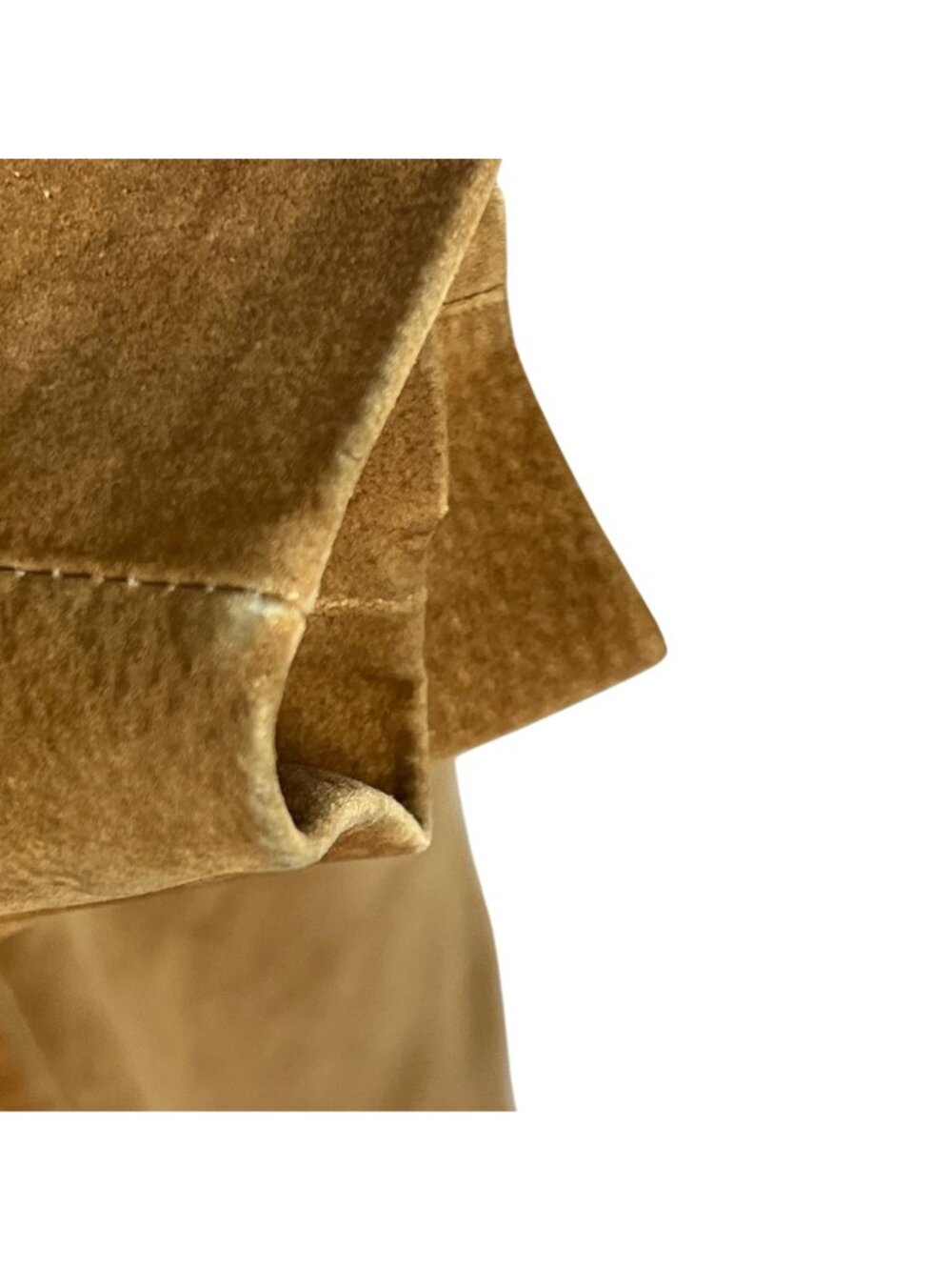 Bernardo Camel Suede Barn Chore Coat S Oversize Washable Distressed Boho Chic - Picture 12 of 15